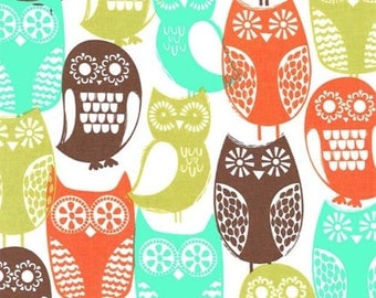 Fat Quarter- Swedish Owls in Autumn Colors by Michael Miller Fabrics CX5439-BROW-D