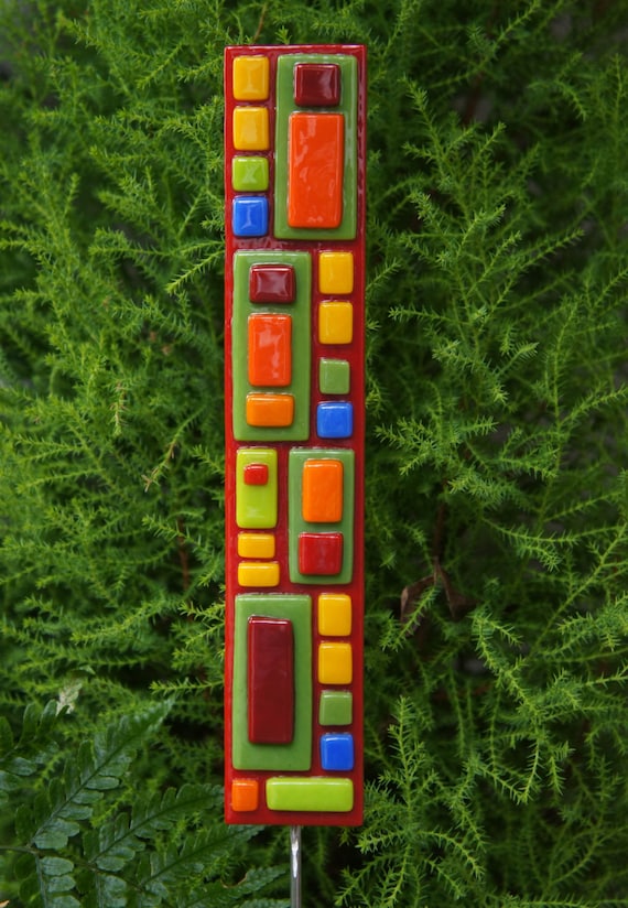 Home Decor Garden Art Red Green Orange Yellow Blue by ... Home Decor Garden Art Red Green Orange Yellow Blue by