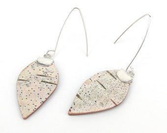 Small eco friendly birch bark earrings, Birch leaves