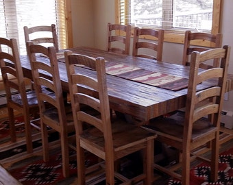 Wormy Chestnut Dining Chairs with Arched and Contoured Slats