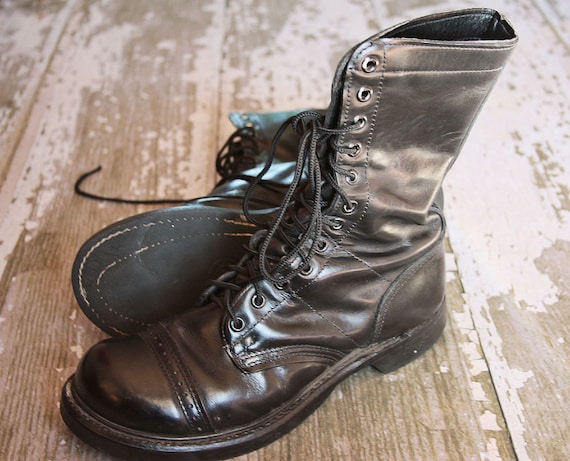 Vintage Authentic HH Combat Boots Black Leather Womens Size 7
