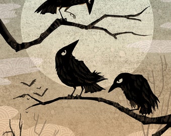 Crow Consternation art mini poster 8x12 inch
