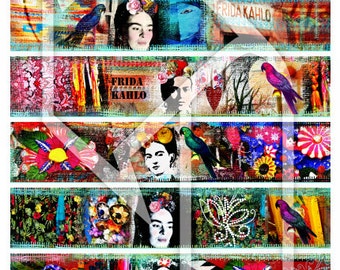 Cuffs - Borders Frida Kahlo Digital Collage Sheet no263