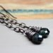Dark Green Tourmaline Earrings Sterling Silver Chain Earrings Rustic Silver Wire Wrapped Black Gemstone Earrings