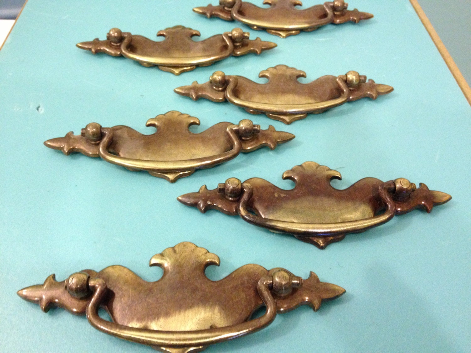 6 CHIPPENDALE 3″c BAT WING Drawer Pulls By Keeler Brass Co Antique ...