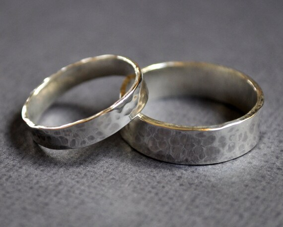 Wedding Band Set Pond Ripple. Modern Contemporary by Epheriell