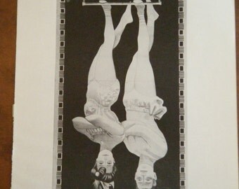 Vintage Circus Poster The Great Aerial Smiths Black and White Poster Size Book Plate