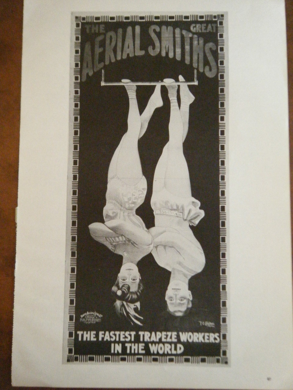 Vintage Circus Poster The Great Aerial Smiths Black And White