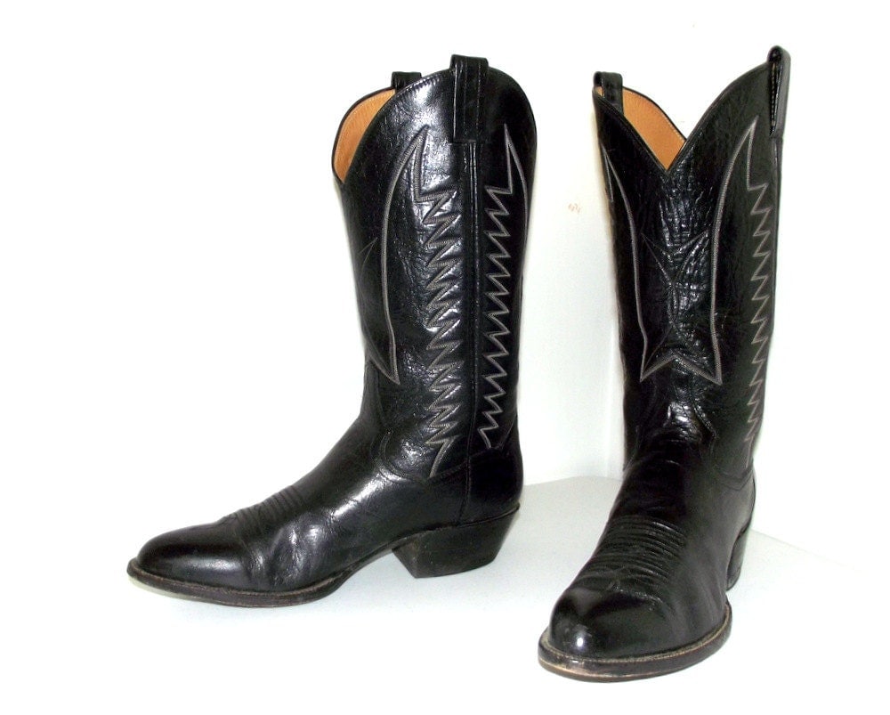 Country Western Panhandle Slim Cowboy boots black leather size 10 B or ...