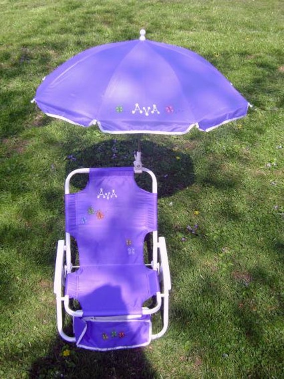 Personalized beach chair & umbrella set by dmzdesigns on Etsy