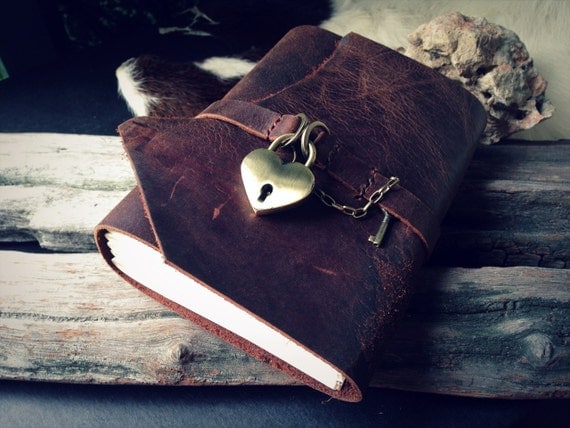 Secret Diary MiniBook A6 Heart & Lock Vintage Brown