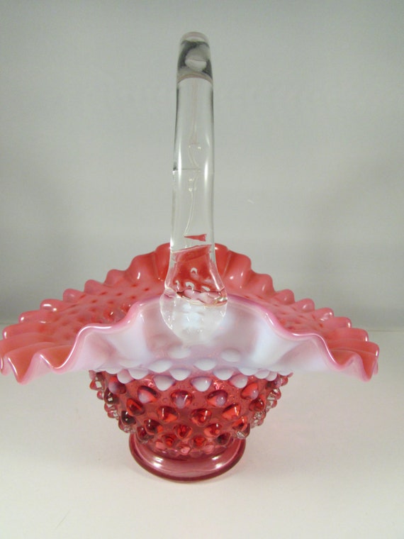 Vintage Fenton Glass Basket Cranberry by LadyRoseTreasures