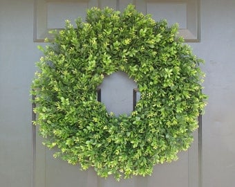 THIN, XL Artificial Boxwood Wreath- Summer Door Wreaths- Wall Decor Sizes 14-22 inch available