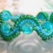 Herringbone Bracelet in Turquoise Blue and Rainbow Green Beadwork Ndebele Bright