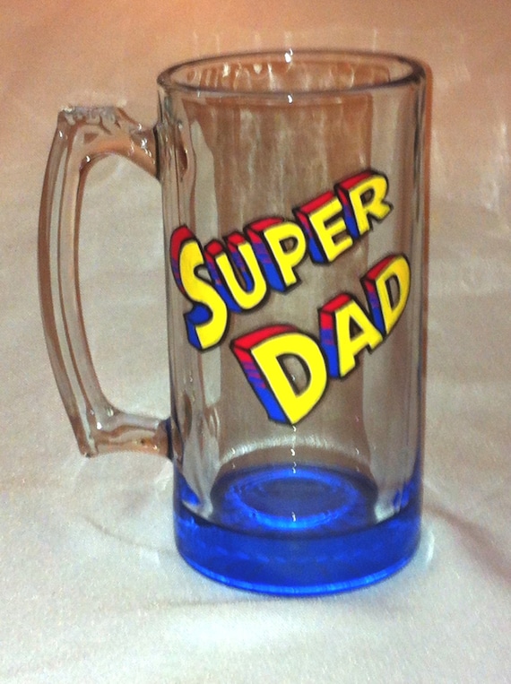 Download Items similar to Super Dad Fathers Day Beer Mug on Etsy