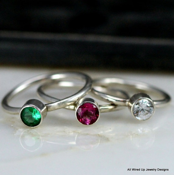 Birthstone Stacking Rings Sapphire Ring Alexandrite by PPennee
