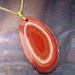 Agate Slice necklace - Red Agate - Banded Agate - Natural agate - Geode - crystal gem - 18 Karat Gold plated - oval round - polished