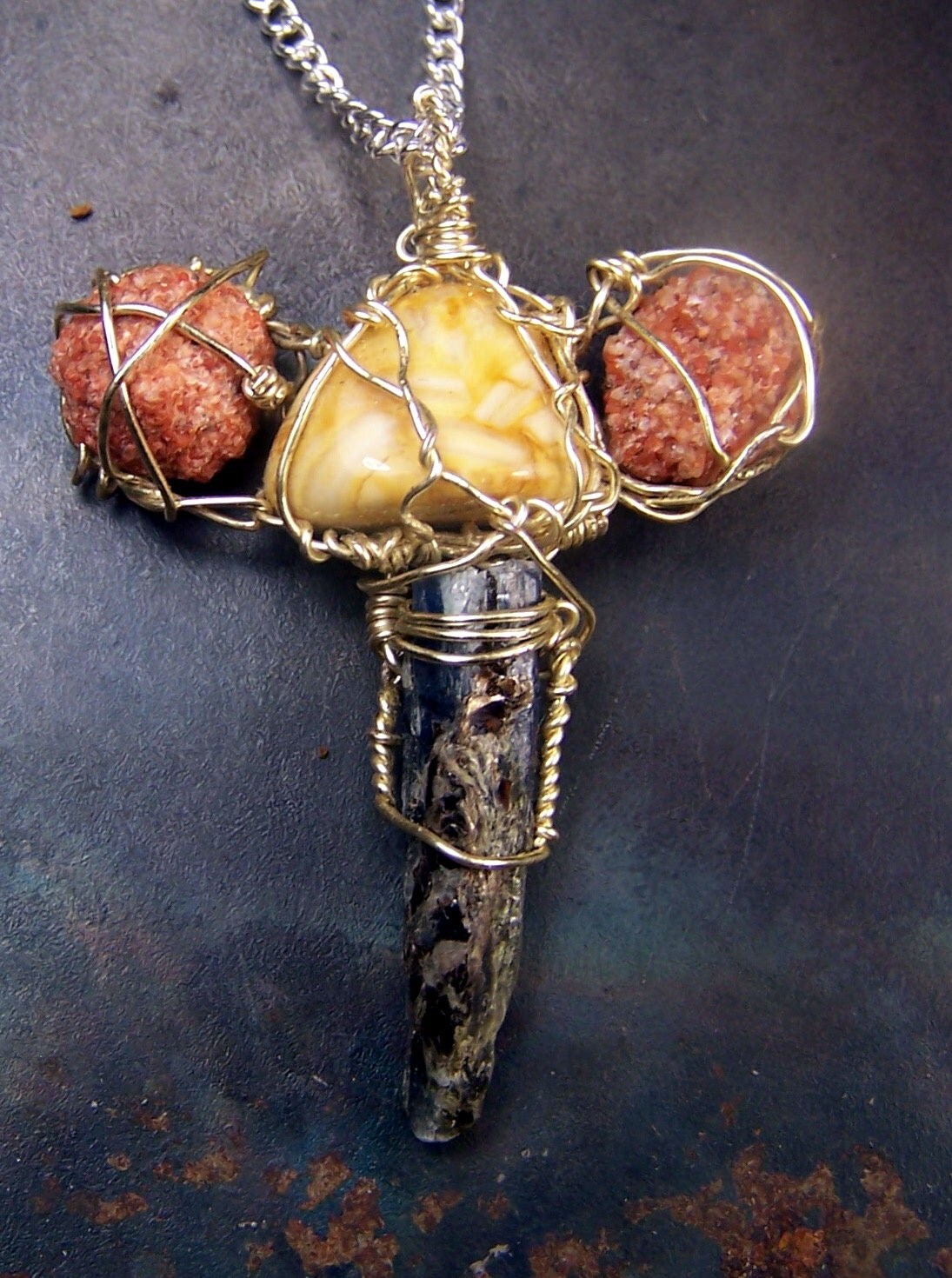 Clearance sale Crystal Wire wrap pendant by CoyoteRainbow