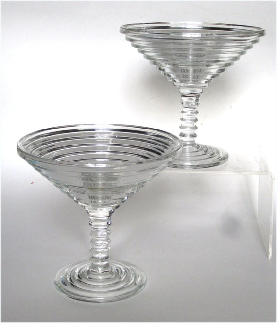 Manhattan Crystal Depression Glass Compotes PR Great for
