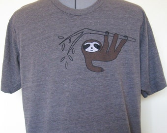 Sloth T Shirt Unisex Men TriCoffee sizes XS through XXL