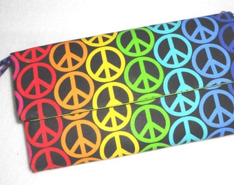 Rainbow Peace Wallet / Wristlet / Cell Phone / Check Book