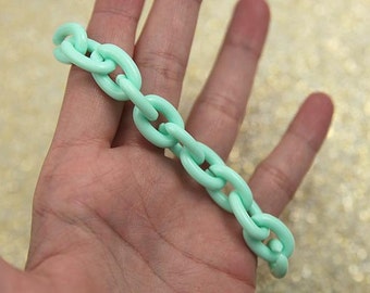 Plastic Chain Links - 18mm Pastel Plastic Chain Links - Mint Green - 40 pc set