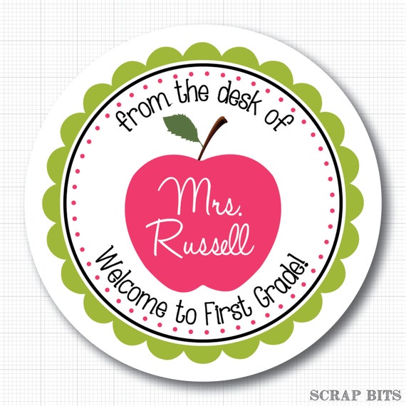 Apple for Teacher Personalized Stickers or Tags