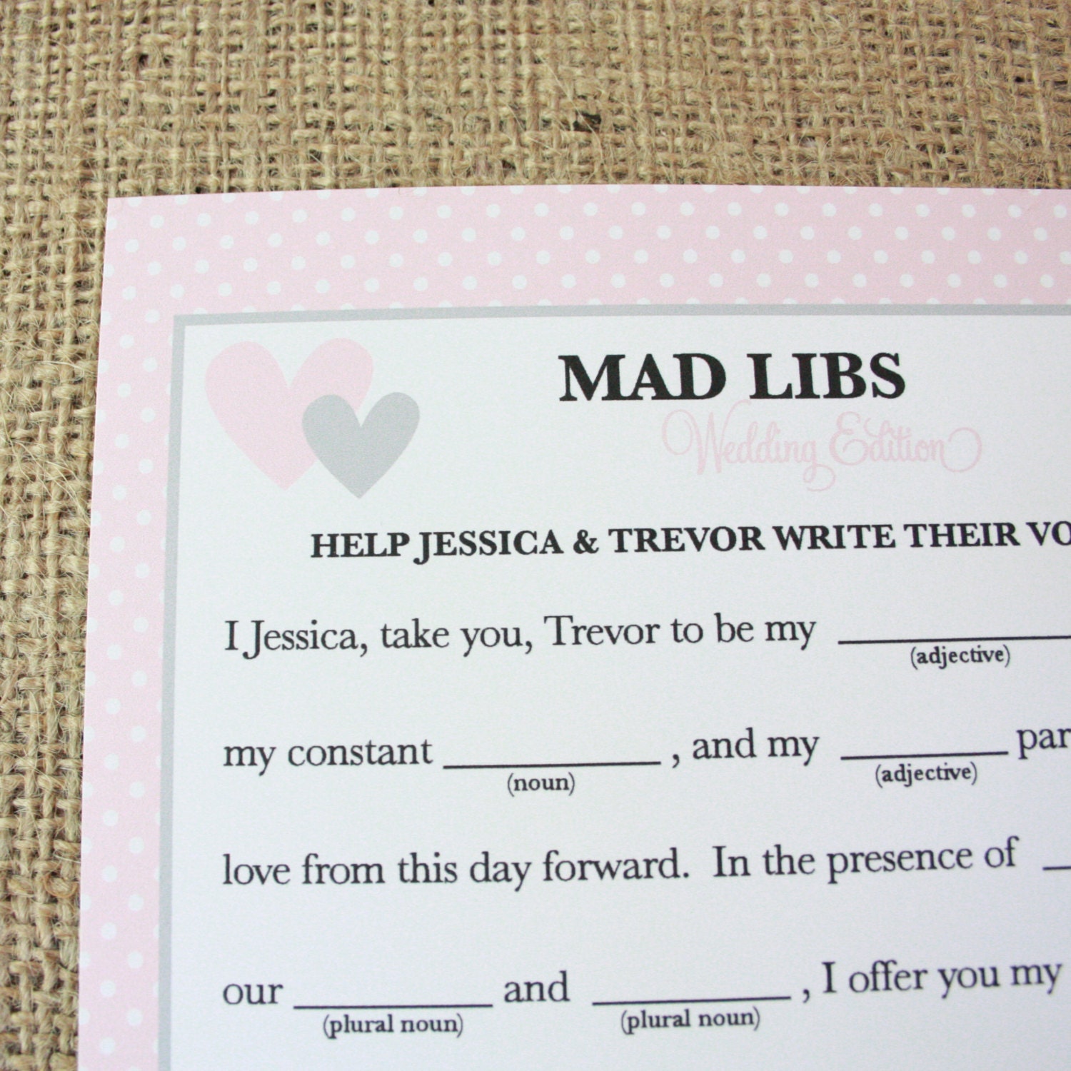  Wedding Mad Libs printable 