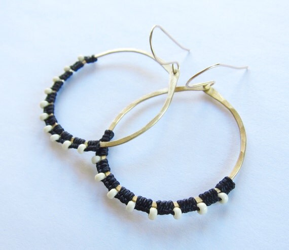 Full Moon Rising Hoops in black and white