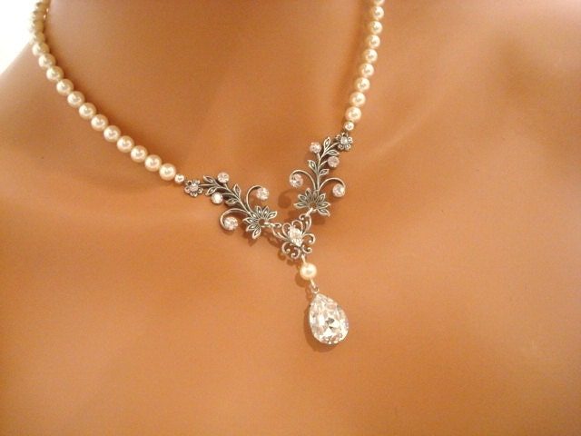 Pearl necklace bridal necklace vintage style necklace