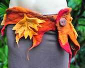 Felt Melted Fairy Autumn Maple Leaf Pointed Pixie Belt Skirt OOAK