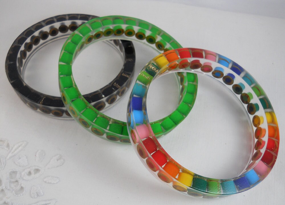 3 Custom Resin Bangle Bracelets Colored Pencil Teacher