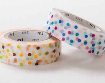 mt Washi Masking Tape - Pink & Yellow Confetti Dots - Set 2
