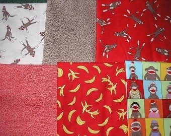 SIX - Half Yard Cuts of Monkey Fabrics by Moda Total of 3 Yards