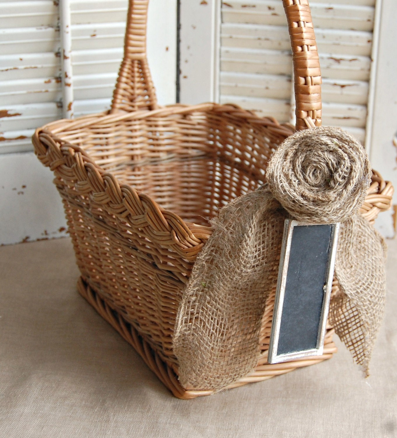 Vintage Basket Rustic Wedding Farmhouse Decor by roseflower48