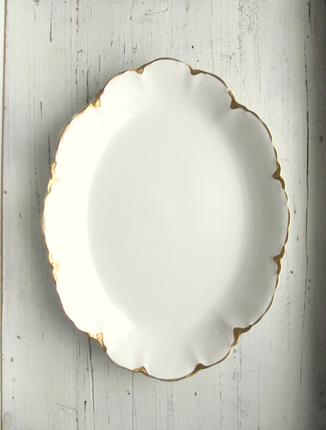 Large White Antique China Oval Serving Platter