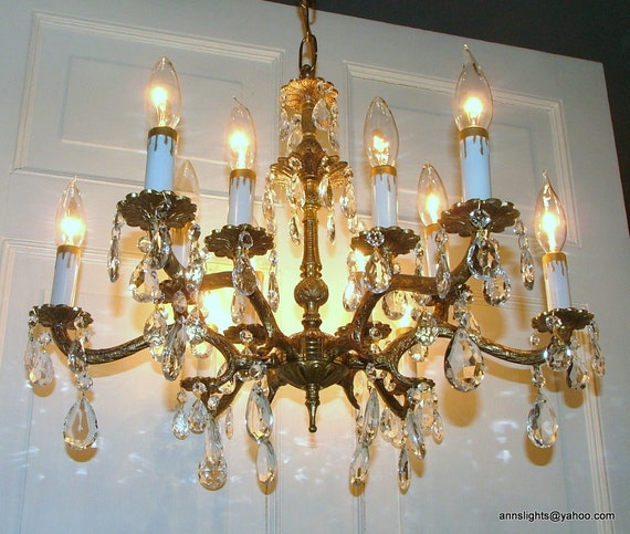 Crystal Chandelier Lighting 72 Prism Vintage Brass Glamour and Glitz ...