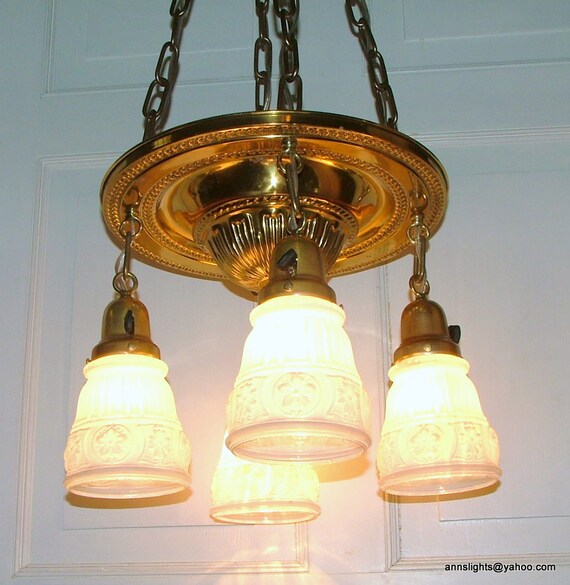 Antique Lighting Vintage Brass Pan 4 Light Hanging Pendant Antique Lighting Vintage Brass Pan 4 Light Hanging Pendant Ceiling Fixture