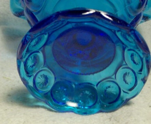 Vintage Fenton Glass COLONIAL BLUE Thumbprint Compote Pedestal