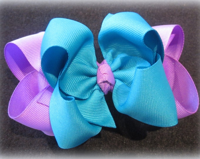 Hair Bows, Hairbows, Girls Hairbows, Lavender hairbow, Blue Boutique Hair Bow, Large hairbows, Big hairbows, 4 inch hairbow, Baby headbands