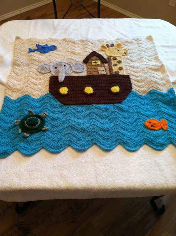 Made to Order Boy or Girl Noah's Arc Ark Baby Afghan Blanket Crochet Crocheted Handmade New Unique