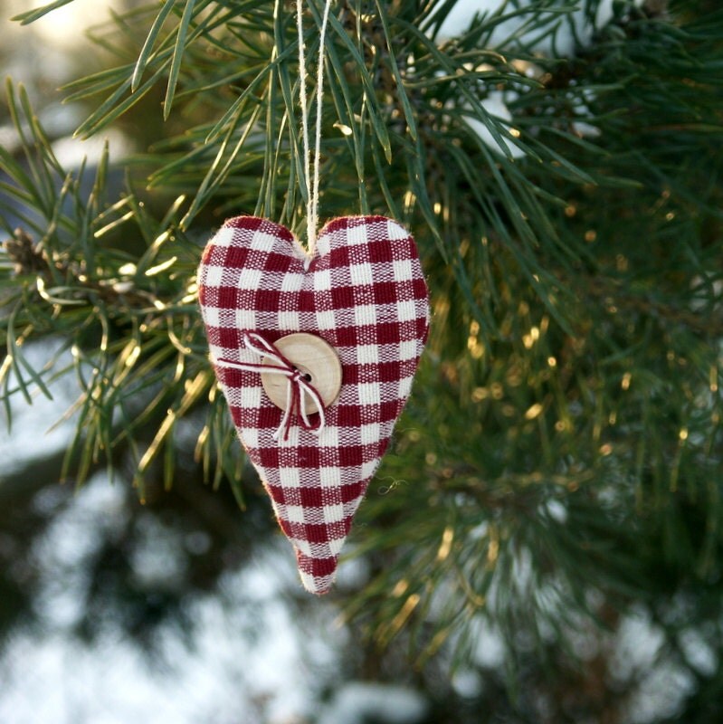primitive heart ornaments Christmas tree ornaments fabric
