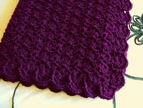 Items similar to Purple Crochet Baby Blanket - Lavender ...