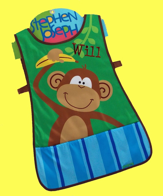 Personalized Child's Stephen Joseph Art Smock-Craft Apron MONKEY Themed-Monogramming Included