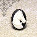 Horse Cameo Ring - Adjustable Ring. Black and White. Statement Ring