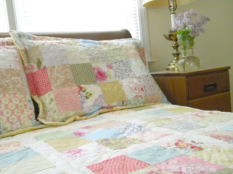 Quilts Shabby Chic Cottage Chic Patchwork Quilt Queen Size