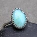 Blue Peruvian Opal Ring. Rose Cut Opal, Sterling Silver, Fancy Bezel, Hand Made. US Size 6