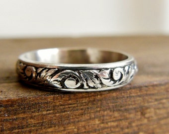 filigree wedding band silver floral wedding ring unique wedding ring for her sterling - Unique Wedding Rings For Her filigree wedding band silver floral wedding ring unique wedding ring for her sterling - Unique Wedding Rings For Her