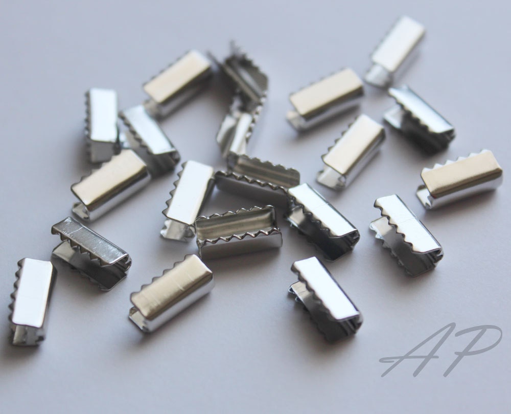 Silver Tone Crimps for DIY Accessory, Stationery 