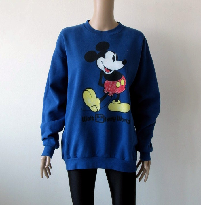Old Mickey Mouse Sweatshirt Blue 90s Orignal Mickey Mouse